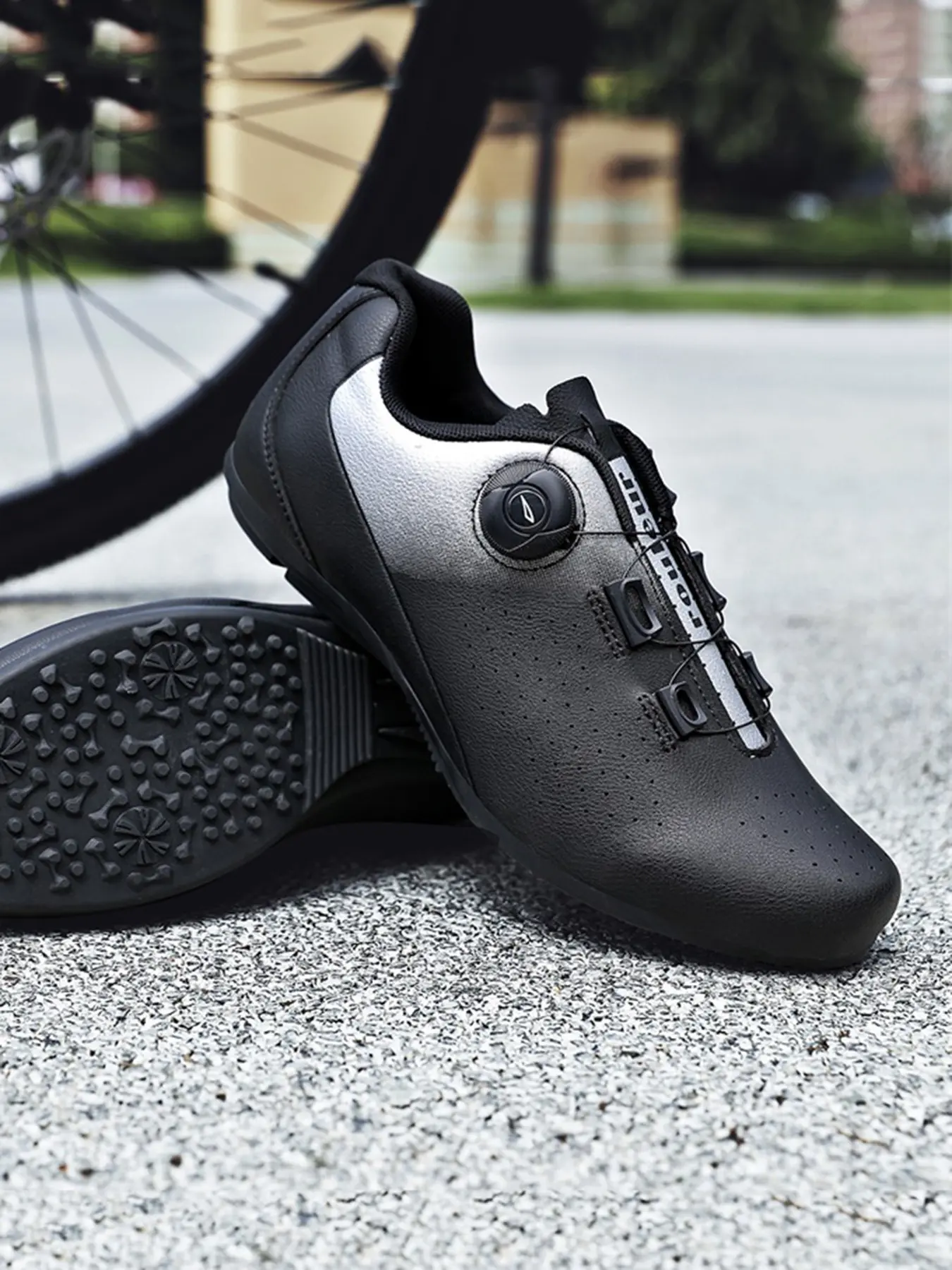 Unisex Cycling Shoes, PU Leather Sporty Sneakers, Rubber Sole, Quick Lock Buckle, Breathable, All Seasons, Sizes 36-49