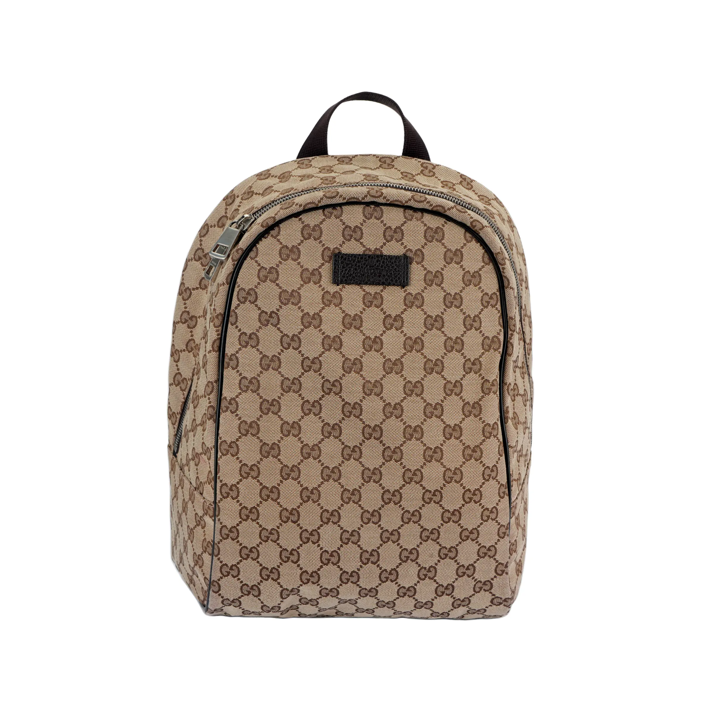 Gucci GG Monogram Canvas and Leather Backpack for Men and Women in Ebony and Brown