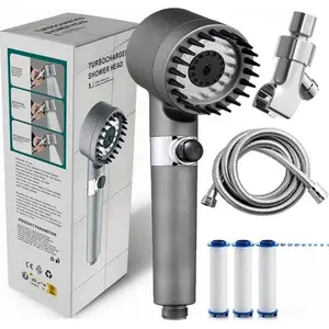 Ion Drops Shower Head, 2026 NEW Ion Drops Filtered Head with 59in Hose/Bracket, Adjustable Filtered Showerhead with 3 Filter Replacements, Built-in Flash Mode for Bathroom Cleaning Massage Handheld  Pressure High brush massaging outdoorfun combo stick