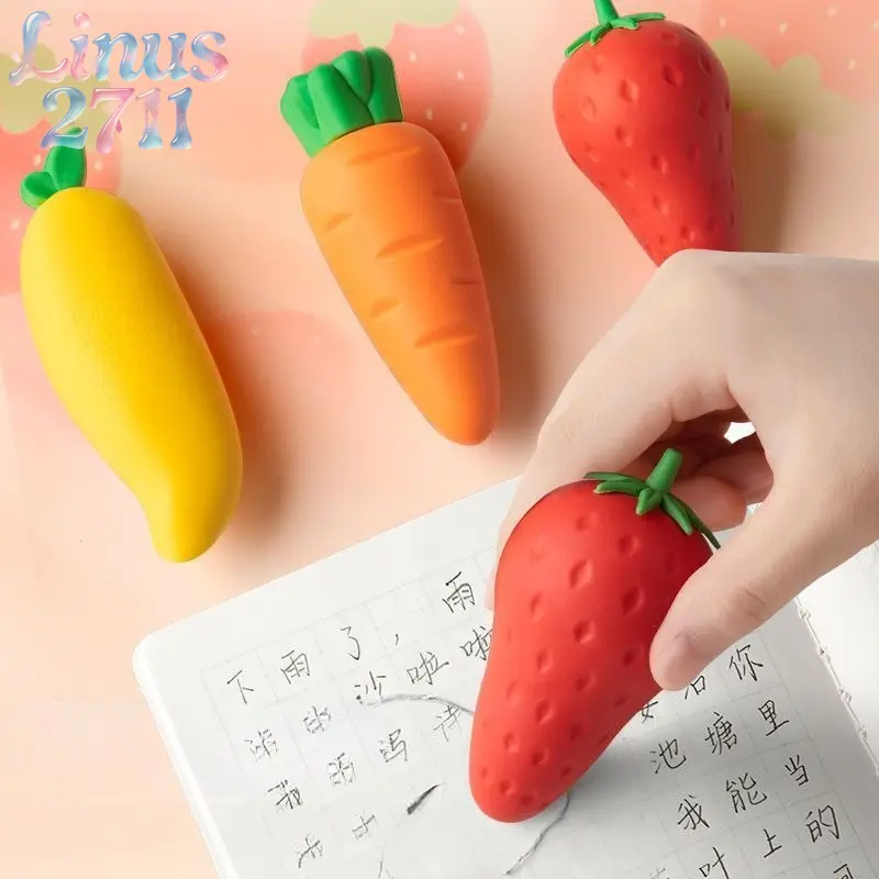 Jumbo Giant 3D Fruit Vegetable Erasers Cute Cartoon Non-Toxic Rubber Eraser Kids Students School Stationery Classroom Reward Party Favor Gifts