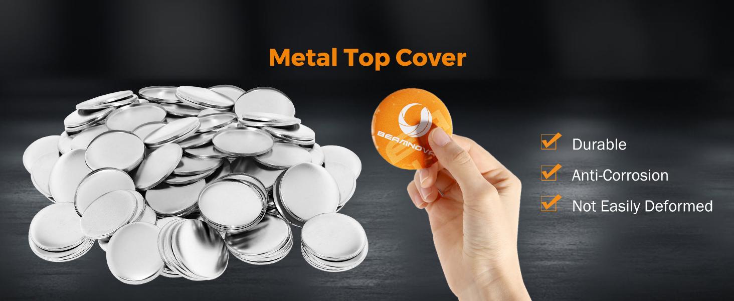 200 Sets of Button Parts Supplies 75mm 2.95 in (Approx. 3 inch) for Button Maker Machine Round Pin Maker, Every Set Includes Tinplate Top, Clip Bottom & Film