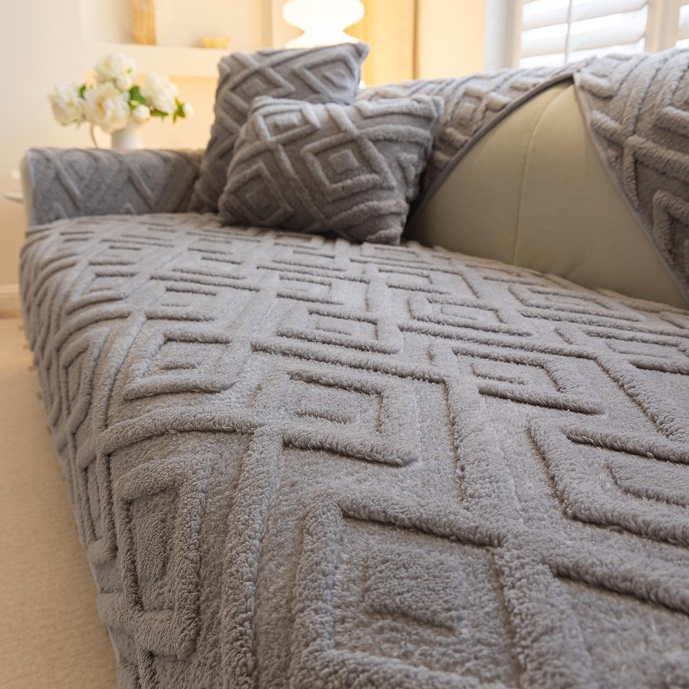 Solid Color Geometric Pattern Sofa Cover, 1 Count Non-slip Soft Sofa Mat, Sofa Protector for Home Living Room, Bedroom Accessories #GLOBAL PICKS