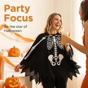 Halloween Party Costume, Role Play Stage Performance Prop Skull Cape, Ghost Funny Dress, 1pc Halloween Costume for Adults