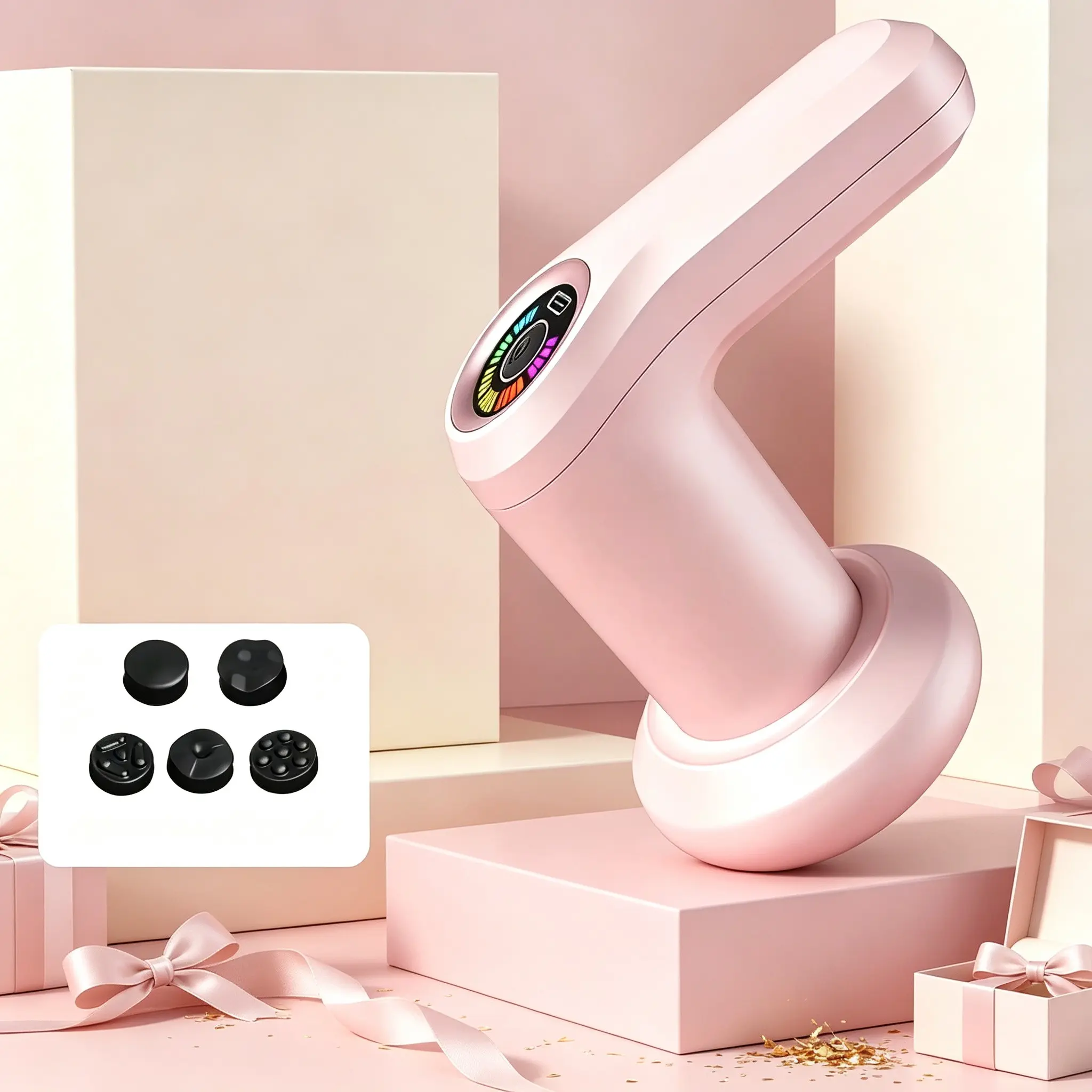Multifunctional Rechargeable Cellulite Smoothing Massager, Adjustable Vibration Speed Handheld Massager Kit for Athletes, Office Ladies, Moms, Alleviate Shoulder Tension, Leg Fatigue, Muscle Stiffness at Home Gym Travel