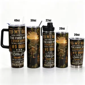 1 pc, 40oz/30oz/22oz/20oz Stainless Steel Tumbler for Dad, Double Wall Vacuum Insulated Travel Mug with Leak Proof Lid, UV Printed Father's Day Birthday Gift for Papa, Cup Holder Friendly 304 Food Grade Insulated Coffee Cup for Dad from Daughter