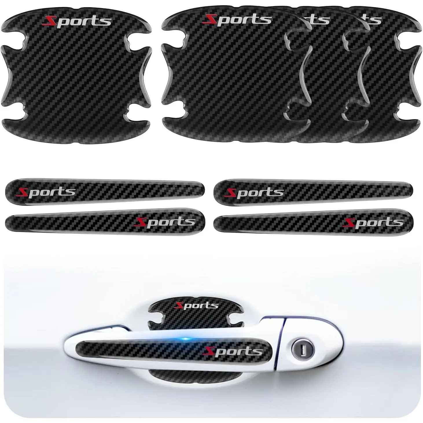 8 count  Door Handle Protector,Carbon Fiber  Door Handle Scratch Protector, Doors Cup Protectors Automotive Exterior Accessories Fit for   SUVs