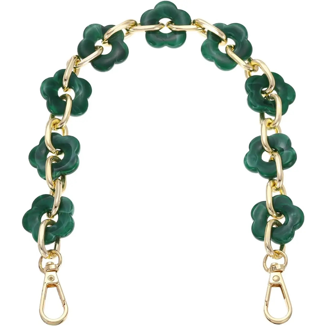15.7"  Chain Strap, Flower Chunky Purse Extension Decorative Short Chain, Women Bag   for Handbag, Wallet, Crossbody  Bags, Forest Green