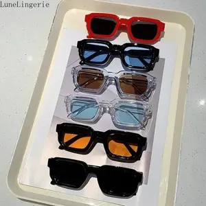 Lune 6 Pack Vintage Rectangle Frame Sunglasses For Men & Women Retro Fashion Sun Glasses With UV400 Protection Luxury Design Polarized Lens Trendy Shades For Beach Driving Daily Wear