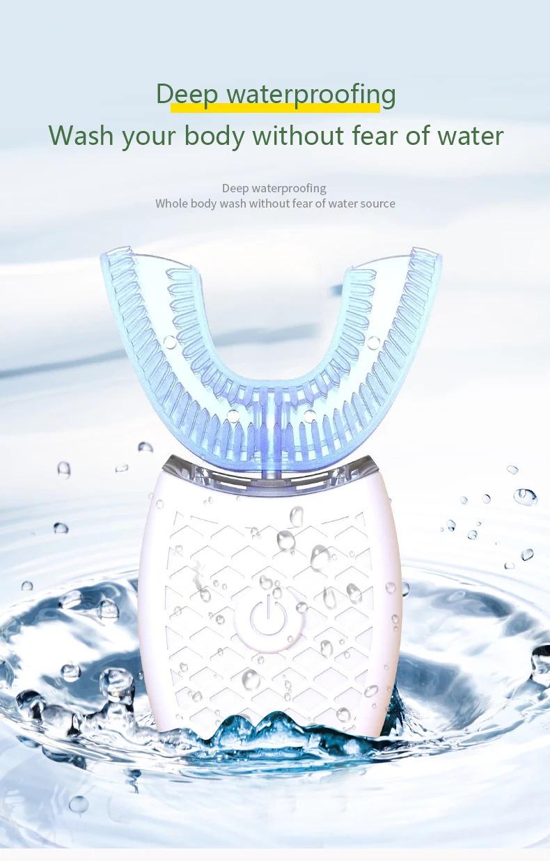 Electric Toothbrush for Adult Automatic USB Charge U-Shaped Sonic Wave Toothbrush 360 Degrees Intelligent Rechargeable Toothbrus