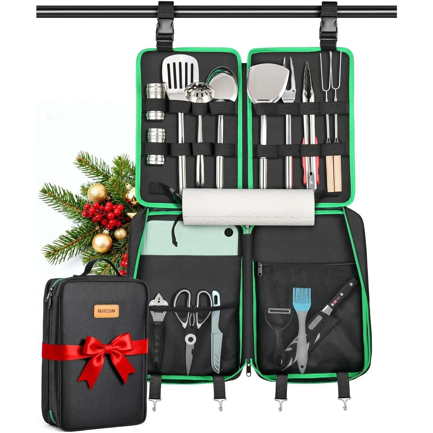 Camping Cooking Utensils, 16 PCS Portable Camping Kitchen Set with Grill Accessories, Camp Gifts for Men Dad, New Year‘s Presents for RV, Hiking, Picnic, BackpackingGift