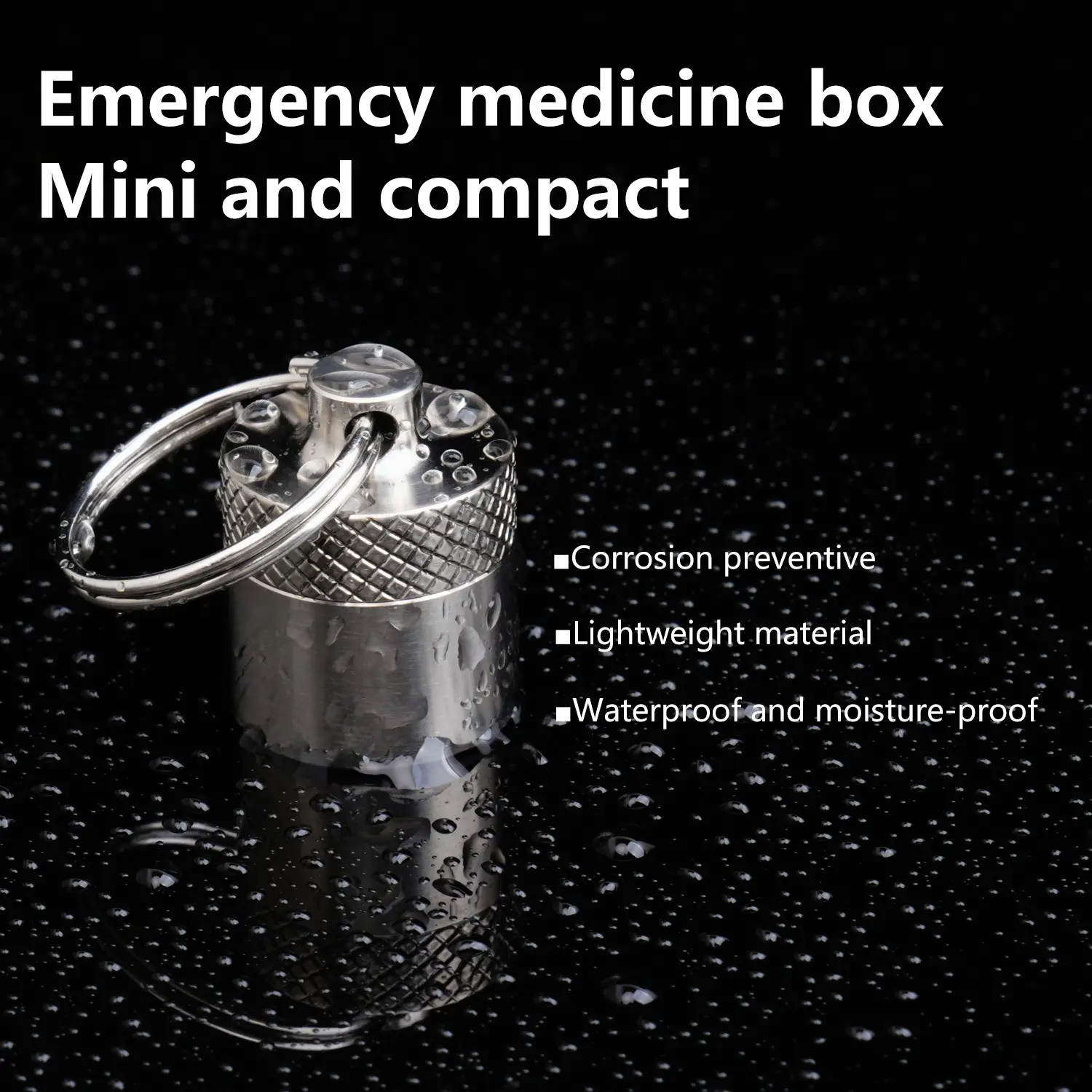 Mini Waterproof Titanium Pill Box Keychain, Portable Sealed Medicine Tablet Holder, Ideal for Travel Camping, Compact Pocket Container
