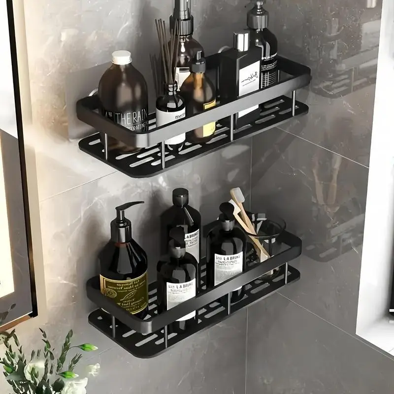 Wall-Mounted Shower Rack, Large Capacity No-Drill Shower Rack, Space-Saving Easy Installation Bathroom Storage Shelf, Suitable for Bathroom and Kitchen, Bathroom Accessories