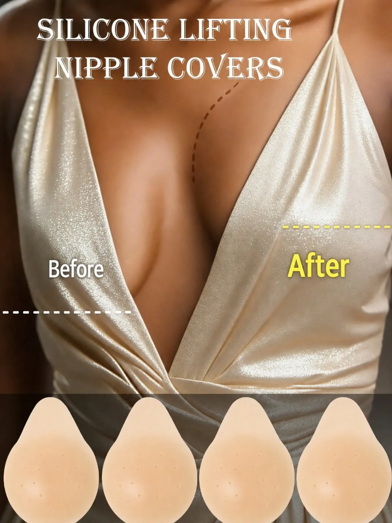 Women’s Breathable Silicone Nipple Covers, Reusable Sticky Lift Pasties with Multi Hole Comfort Design, Invisible Coverage for Strapless Dresses, Deep Neck Tops, Bridal and Vacation Outfits