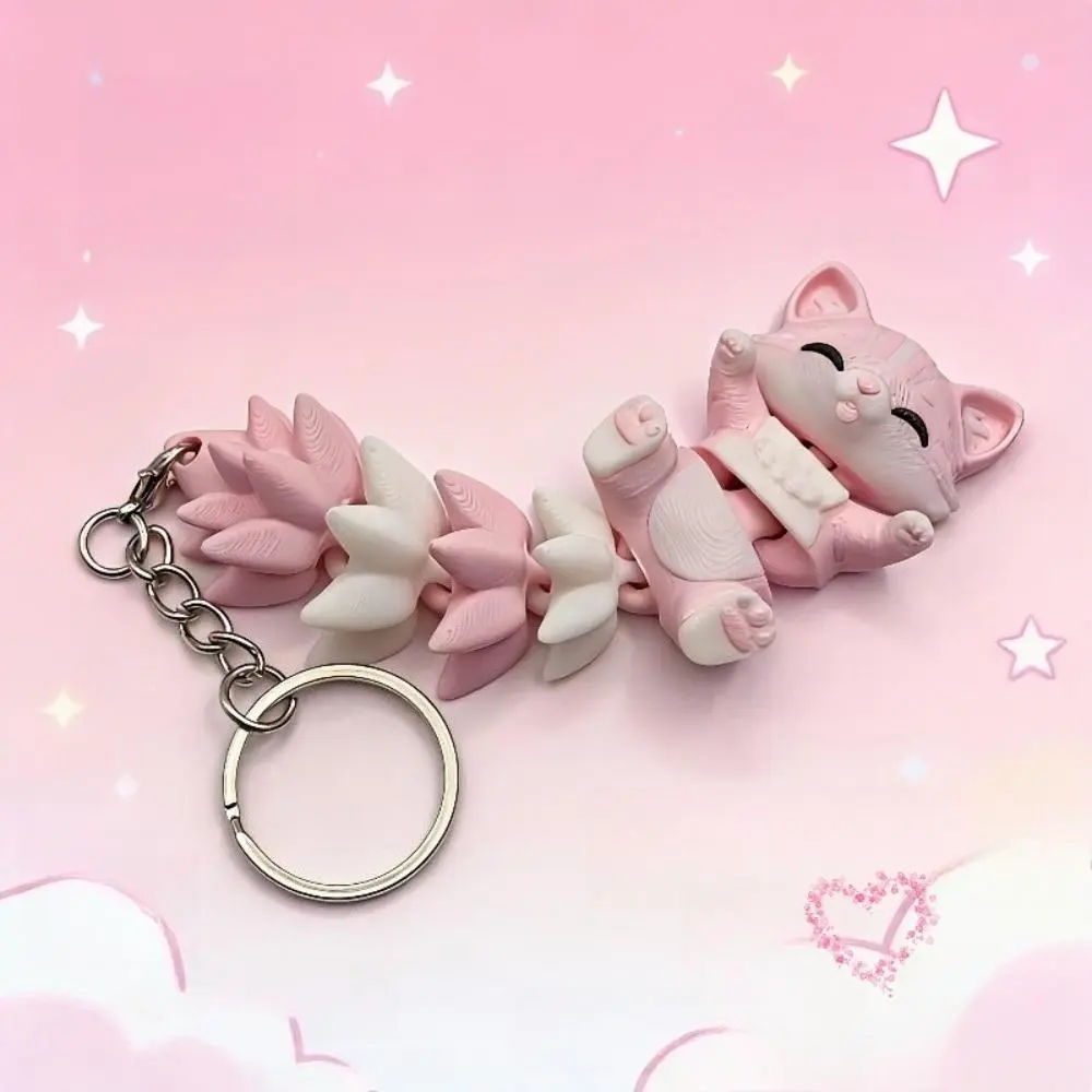 Articulated Fidget Animal Keychain Set, Moving Joint Dog & Fox Bag Charm, Stress Relief 3D Toy Keyring, Stress Reliever, Fidget Toy, Poseable Toys