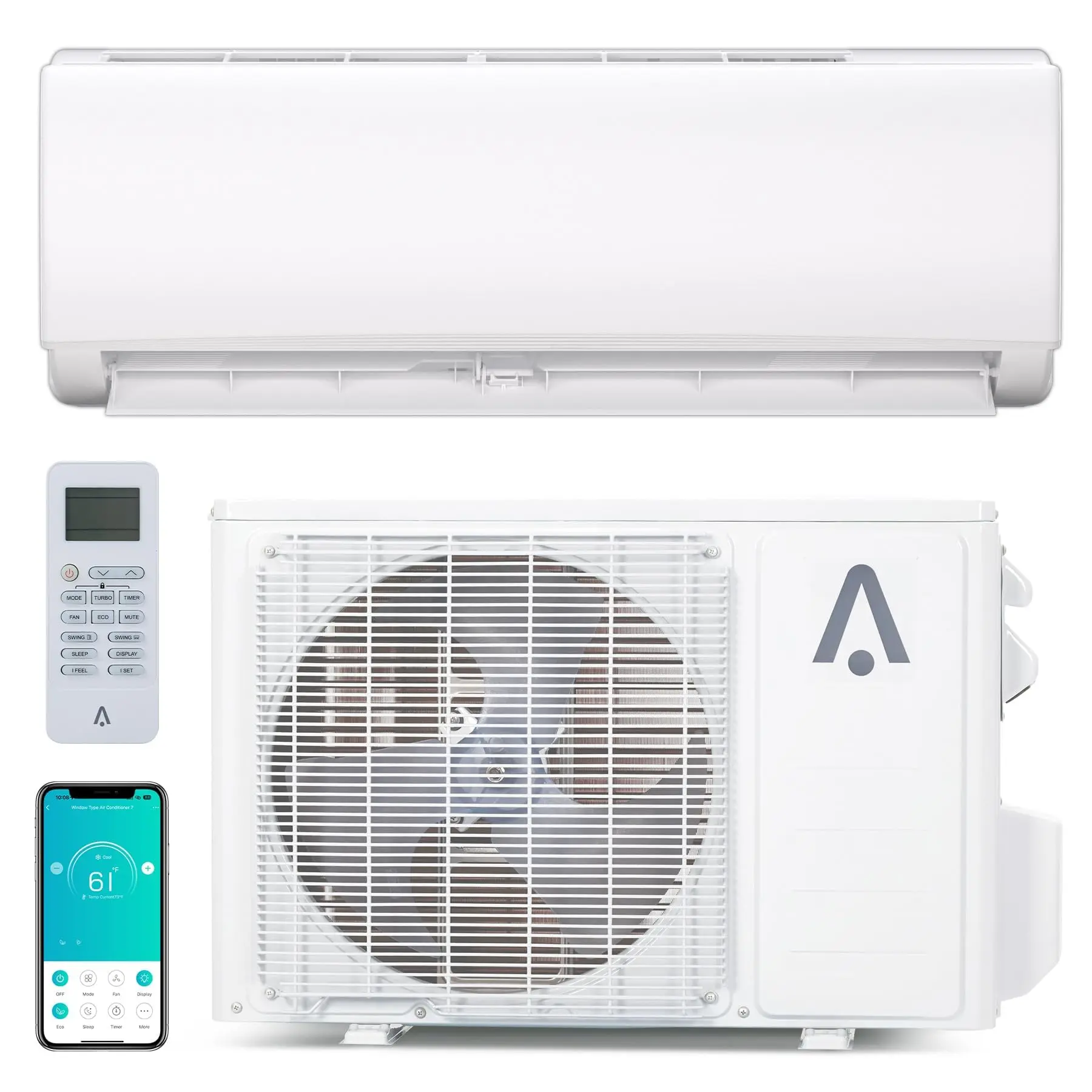 24000 BTU Mini Split AC and Heat Pump, 2 Ton Ductless Inverter Air Conditioner with WiFi, 21 SEER2, Smart Dehumidifier for Large Room up to 1500 Sq Ft, Alexa Compatible