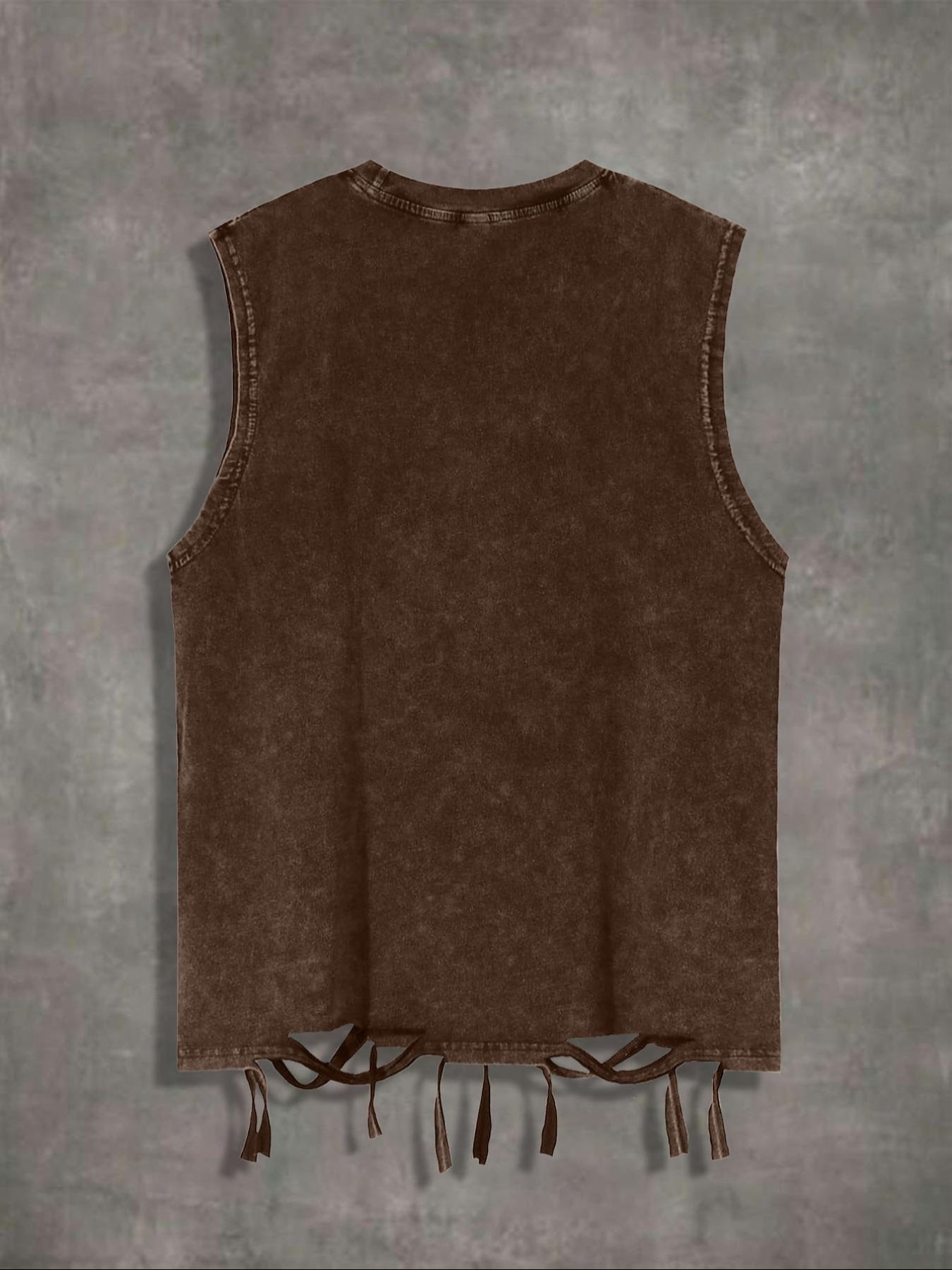 Men's Cartoon Lip Print Round Neck Tank Top, Regular Fit Street Fashion Casual Sleeveless Top for Summer, Men's Clothes for Daily Wear, Solid Sleeveless Menswear, Cotton Breathable Tank Tops, Streetwear Tank Vest