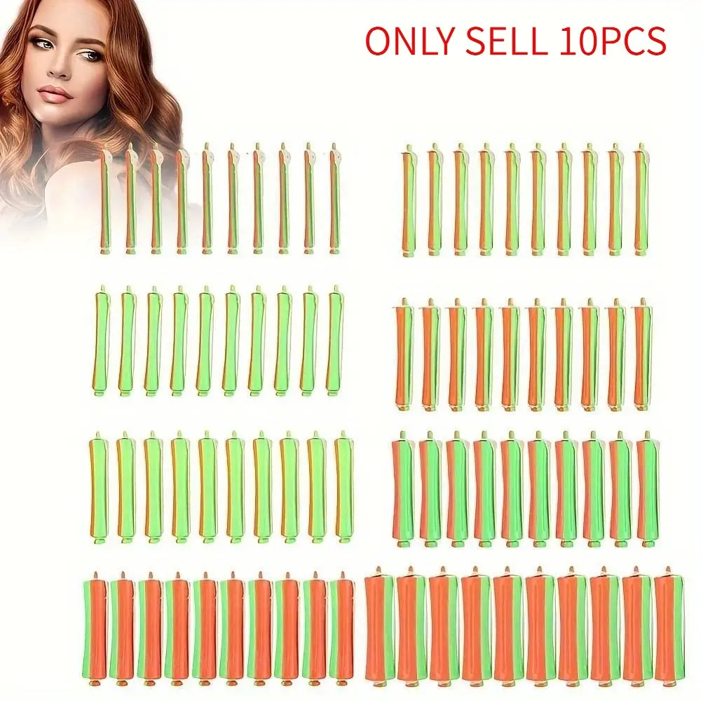 10-Pack Plastic Hair Curlers, Long Hollow Wave Rods, Cold Perm System, Permanent Waves, Professional & DIY Hair Styling Tools