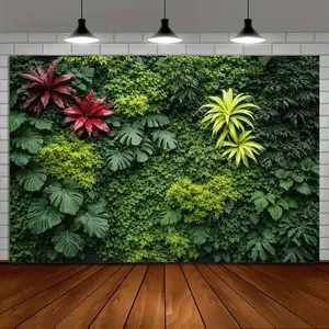 Dense Jungle Green Leaves Monstera Plant Backdrop Party Banner Tapestry Photography Background Tropical Nature Theme Fabric Wall Hanging Event Decor Home Office Indoor Outdoor Polyester Fiber Durable Decorative Botanical Backdrop Cloth
