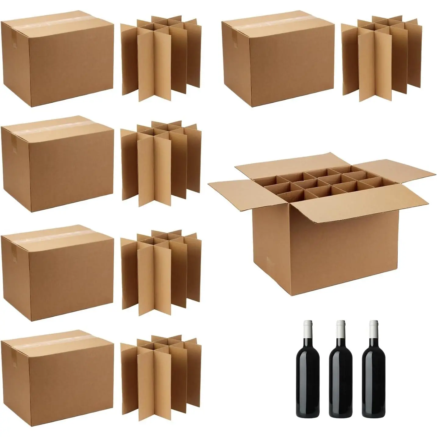 16 x 12 x 12 Inch Moving Box Packing with Cardboard Divider Kits, 6 Sets Glass Packing Boxes Kits for Shipping Boxes, Moving Supplies for Moving Glassware Dishes