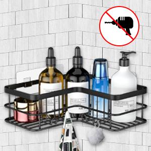 Corner Shower, 4-Pack Shower Shelves with Soap Holder No Drilling, Rustproof Shower Organizer, Black