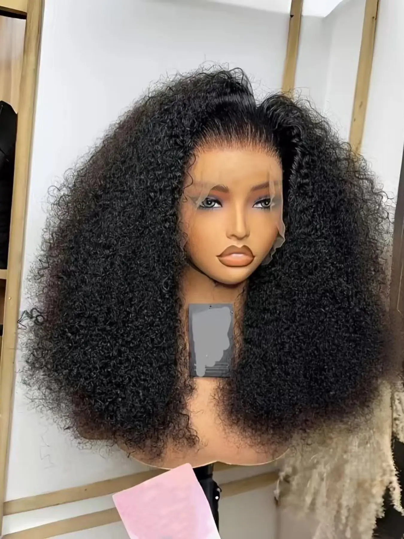180 Density 26Inch Soft Kinky Curly Wigs Lace Front Baby Hair Pre-Styled Free Part Comfortable Heat Resistant Glueless Black Women's Summer Breathable Wig