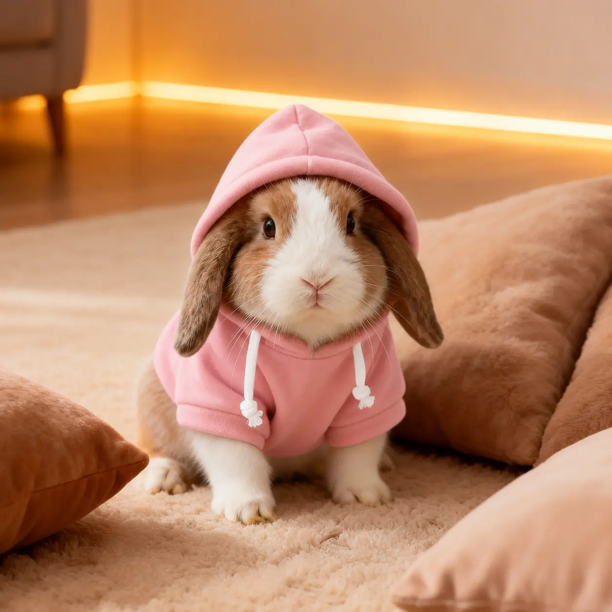 Cute Pet Hoodie for Small Animals, Soft Warm Clothes for Hamsters Rabbits & Guinea Pigs, Cozy Hooded Outfit
