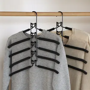 5-in-1 Detachable Non-Slip Metal Hangers, Space-Saving Multi-Layer Hangers for Shirts, Suits & Sweaters, Closet & Dorm Organizer