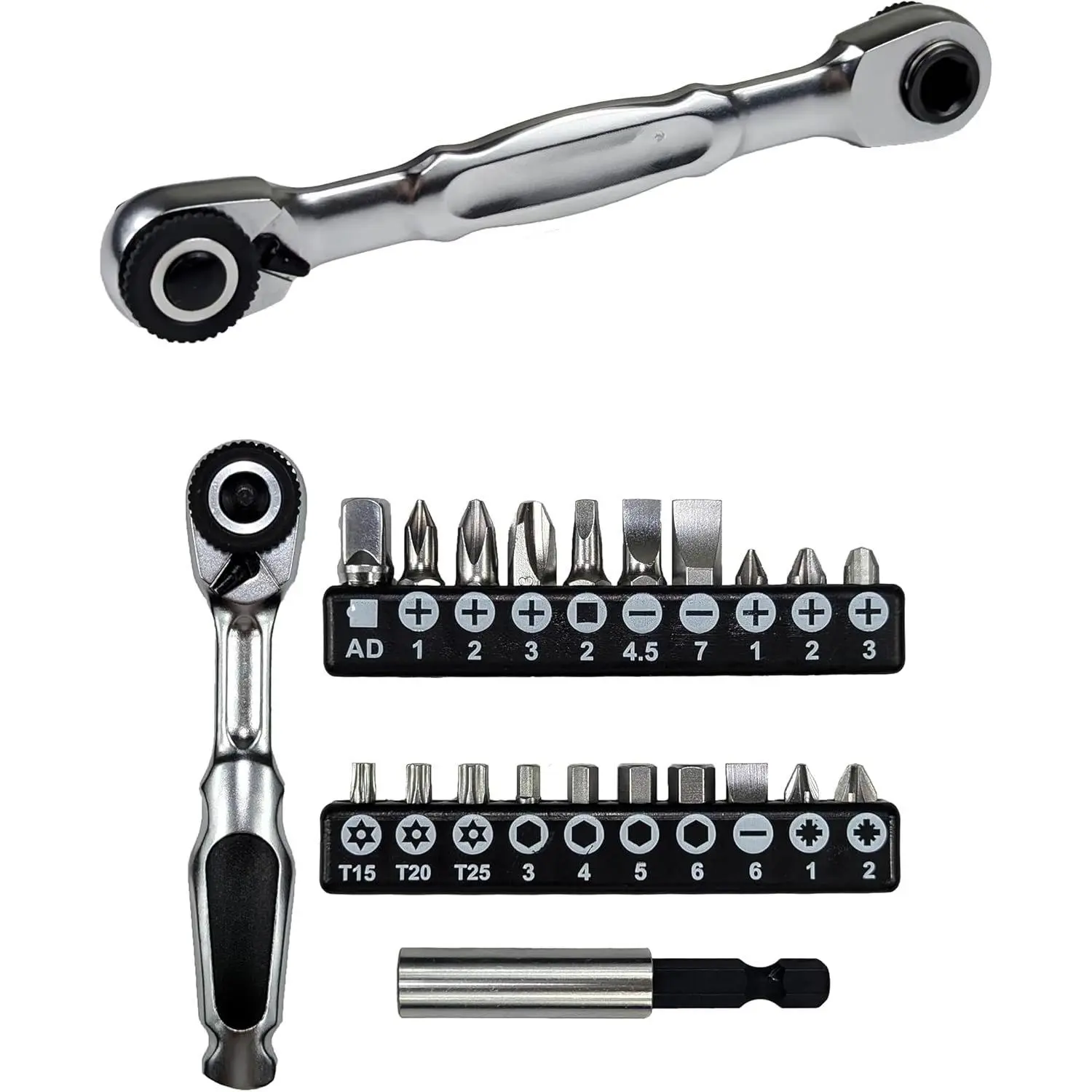 Ultra-Low Profile Mini Ratchet & Socket Set with Bit Holder, Quick Release, CR-V Steel - Precision, High Torque for Tight Spaces