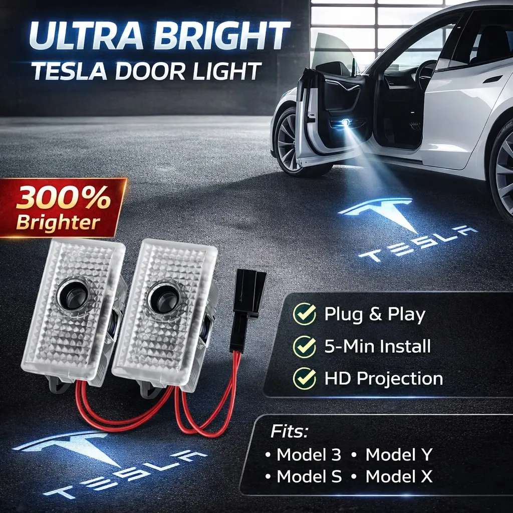 💡🚗 2 Pcs Tesla Interior Projection Welcome Light | For Model 3/Y/S/X ✅ HD Projection Night Lighting Anti-Trip ✅ Dual Lens For Different Needs ✅ Plug-and-Play Save Installation Fee ✅ Fade-Resistant Long-Lasting Interior Refresh | Practical & Stylish Inte