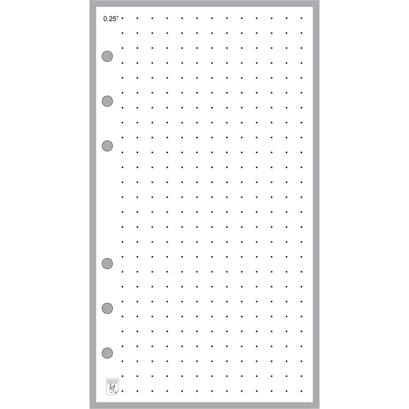 Personal Size 1/4" Dot Grid Paper Refill, Sized and Punched for Filofax Personal Notebook (3.7" x 6.75")