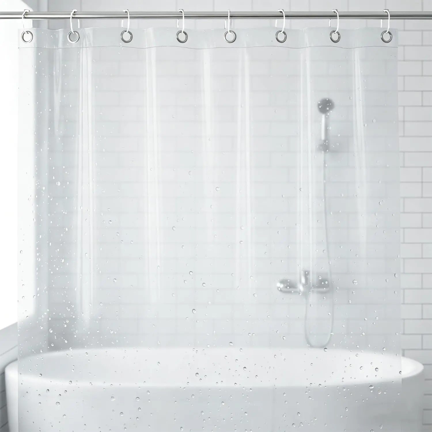 Clear Shower Curtain - Fitted liners for baths and showers, Bathroom Liner | Transparent, 180x180cm, Heavy Duty PEVA with Grommets, Easy Clean, Modern Design
