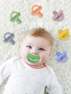 Silicone Teether Pacifier, Teething Toys for Teething Relief & Sensory Exploration, 6 Pack Grainy Textured Baby Pacifier – Food-Grade, BPA-Free, Easy to Hold, Dishwasher Safe, 3+ Months