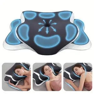 1 piece adjustable memory foam neck pillow, neck relaxation pillow, ergonomic cervical support pillow, comfortable sleep aid pillow, slow-rebound memory foam pillow, ultra-breathable cool fabric, suitable for side, back, and stomach sleeping