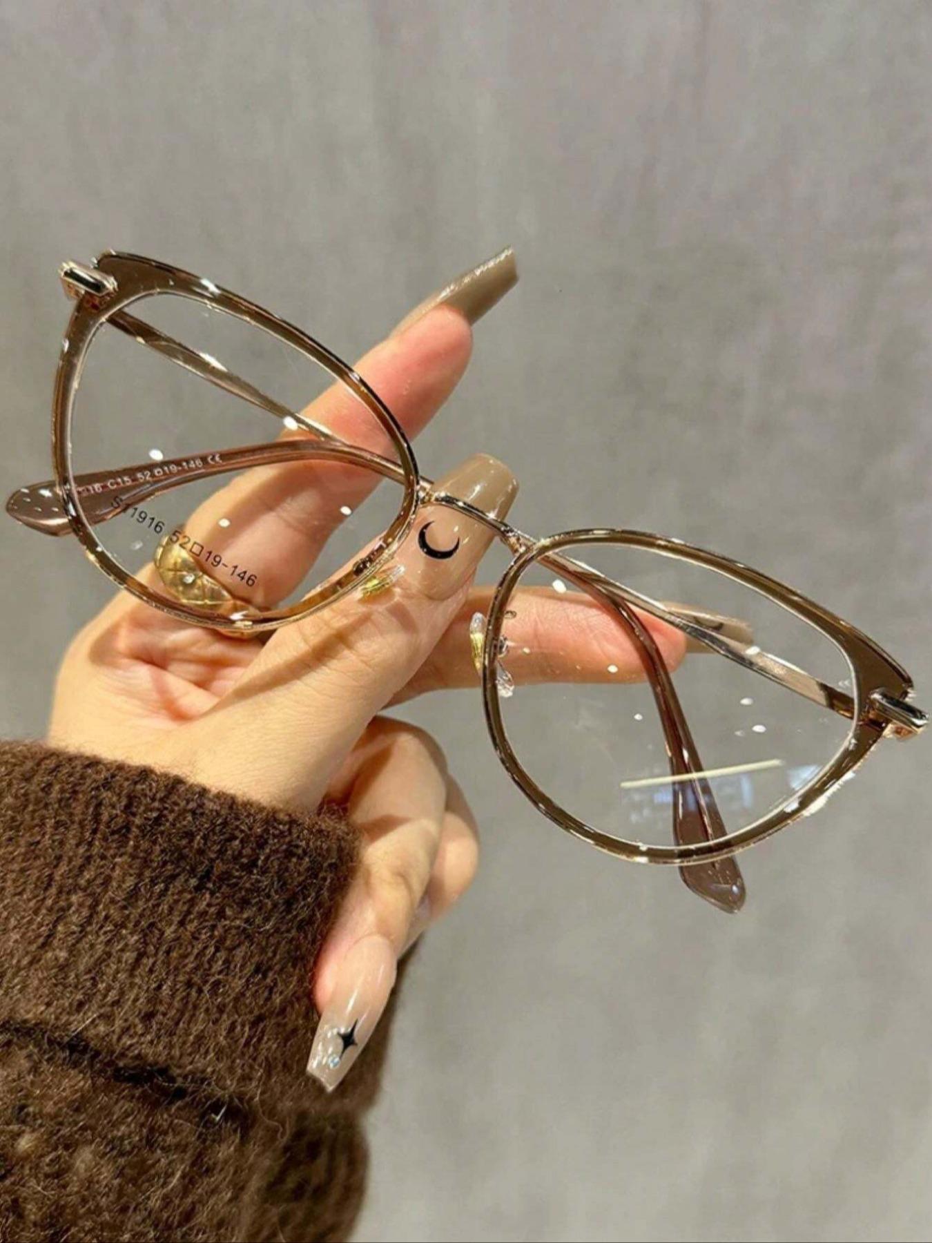 Y2K Oval Shaped Eyeglasses, Fashionable Eyeglasses for Women & Girls, Fashion Eyeglasses for Work, Daily Clothing Decor, Perfect for Student Daily Use, Trendy Frames