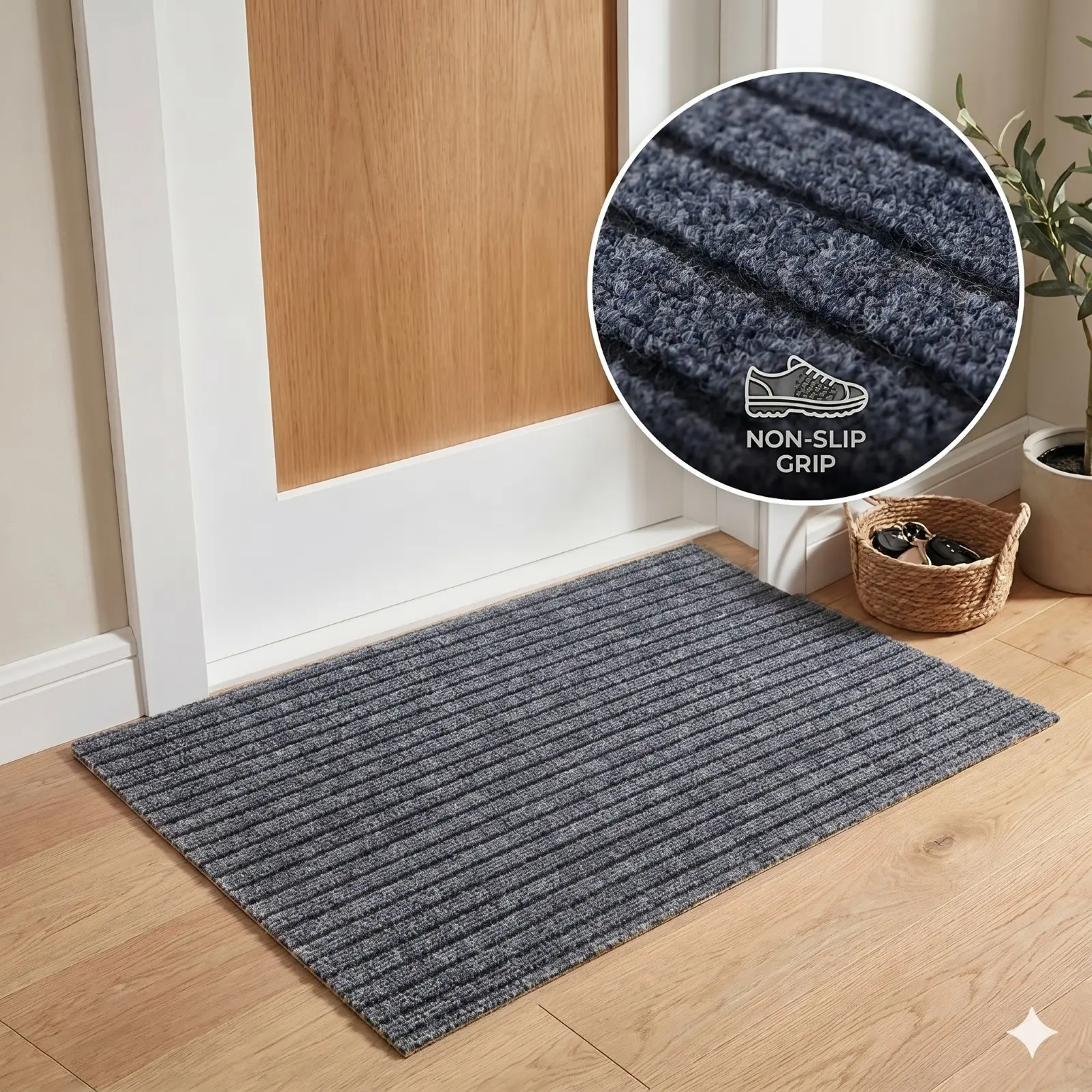 Modern Striped Area Rug, Non-Slip Low Pile Carpet, Soft Washable Floor Mat, Ideal for Living Room, Bedroom, Entryway, Hallway