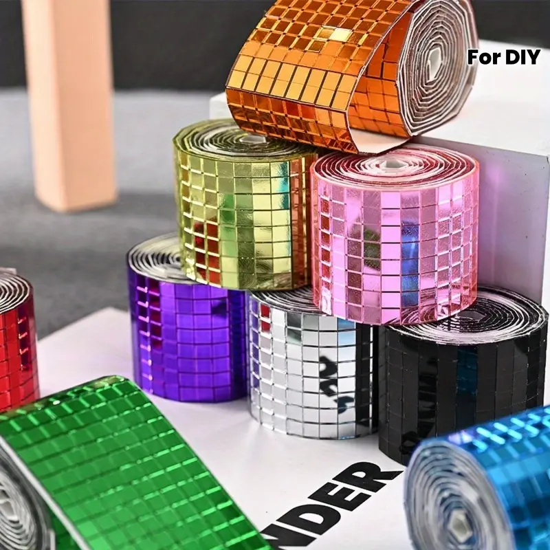 400Pcs 5×5mm Disco Mirror Mosaic Tiles, Self-Adhesive Square Real Glass Mirror Fragments, DIY Craft Supplies for Vases, Cups, Photo Frames & Disco Ball Decor