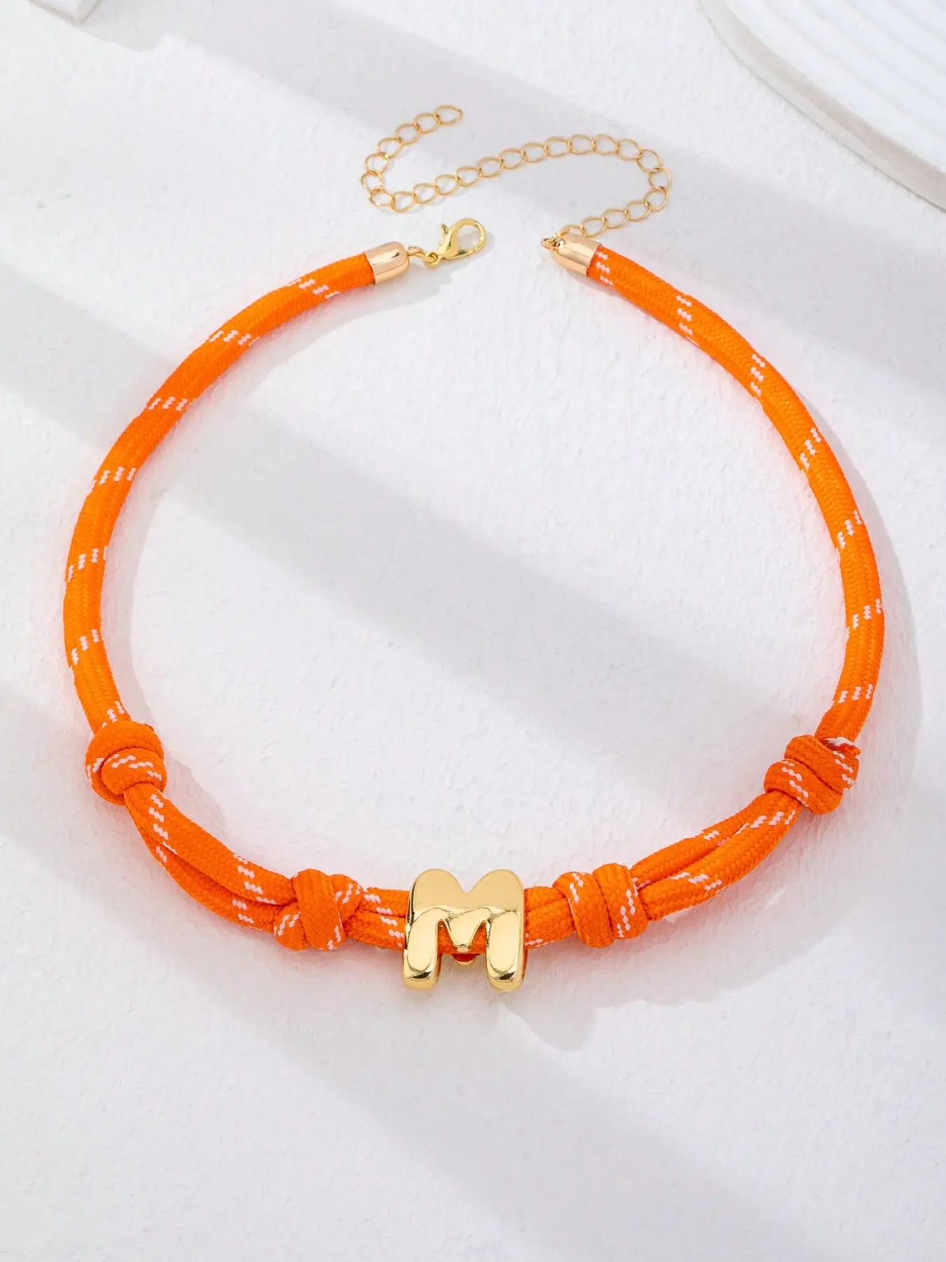 1Pc Dopamine Colorful Braided Cord Necklace with Bubble Letter Pendant - Summer Colorful Rope Initial Necklace Choker, Customizable Personalized Friendship Gift for Women