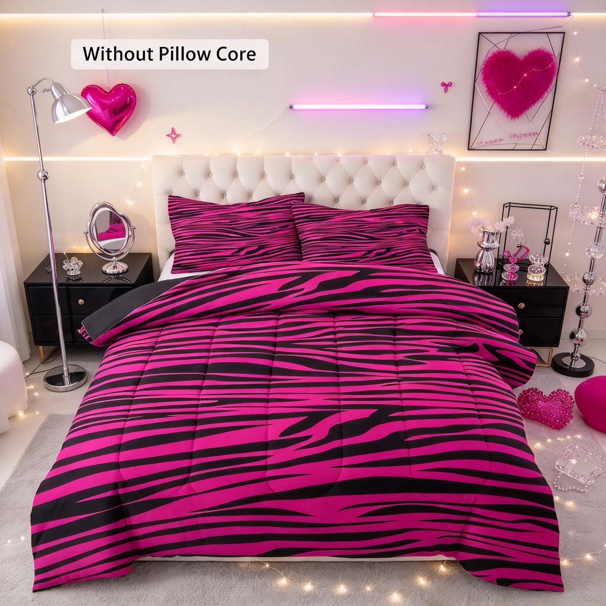 3-Piece Zebra Print Comforter Set, 1 Comforter + 2 Pillowcases (Without Pillow Core),Y2K Trendy Animal Print Bedding Set, Niche Hot Girl Style Colorful Stripes, Warm And Comfortable, For Creating Sweet And Cool Autumn And Winter Bedroom Decor