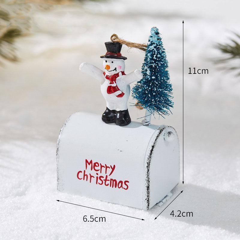 2025 New Christmas Wrought Iron Decorative Cabin Mailbox Indoor And Outdoor Decorations, Bar, Shopping Mall Window  Ornaments