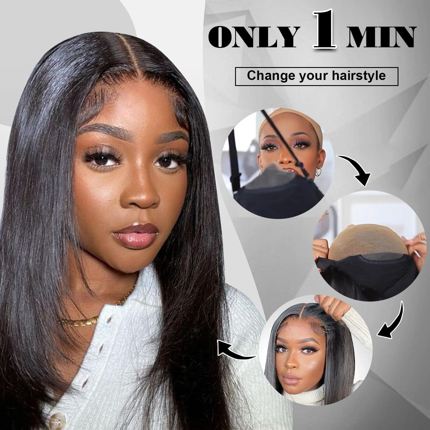 Bling Hair 6x4 Glueless Wig Ready To Wear Pre-Cut Lace Glueless Wigs Straight 5x5 Lace Closure Remy Hair Wig For Black Women