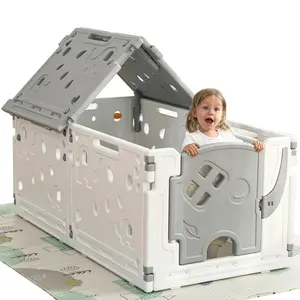 Baby Playpen Kids Activity Centre Safety Play Yard Home Indoor Outdoor New Pen (Multicolour) (White) (Grey)
