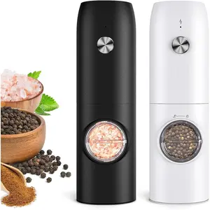 Salt and Pepper Grinder Set, Rechargeable Automatic Salt and Pepper Shakers, Adjustable Coarseness Pepper Grinder with Led, Kitchen Appliances Gifts for Mom