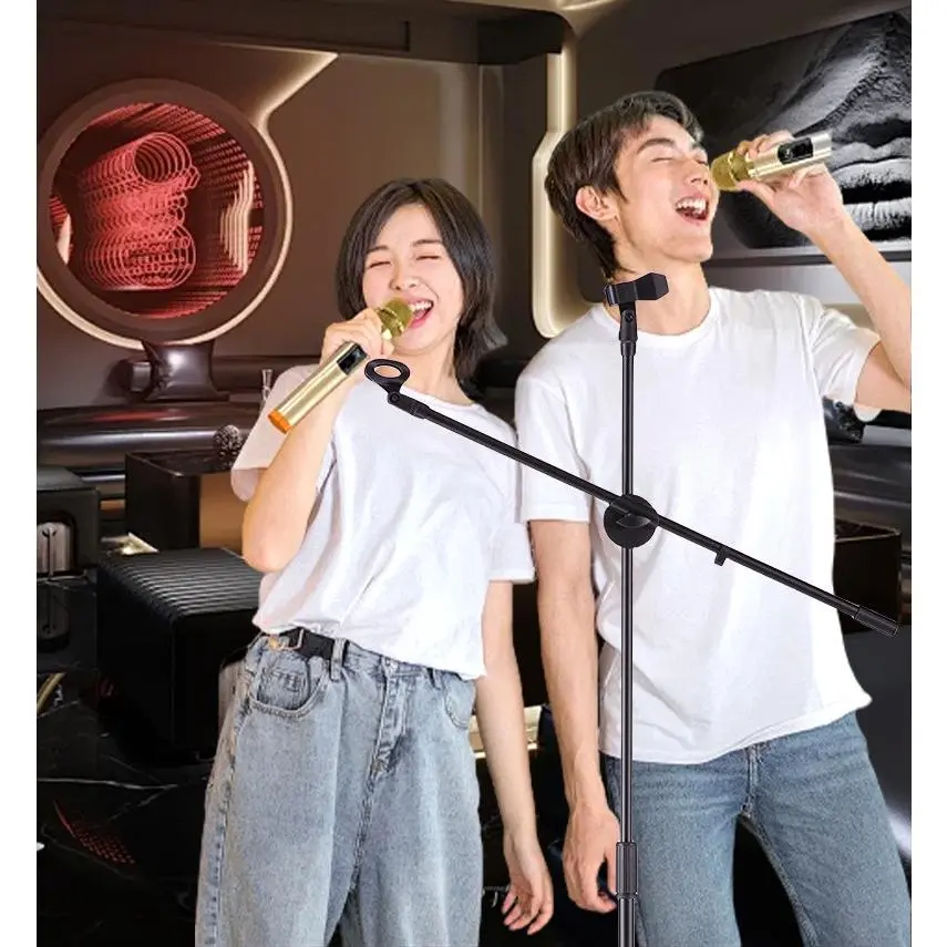 Telescopic Floor Tripod Microphone Stand Universal For Live Streaming Home Karaoke Stage Shows Compatible With Microphones And Smartphones