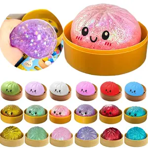 Hot Glitter Dumpling Squishy with Box Dumplings Sensory Squeeze Toy for Stress Relief Fans Gift