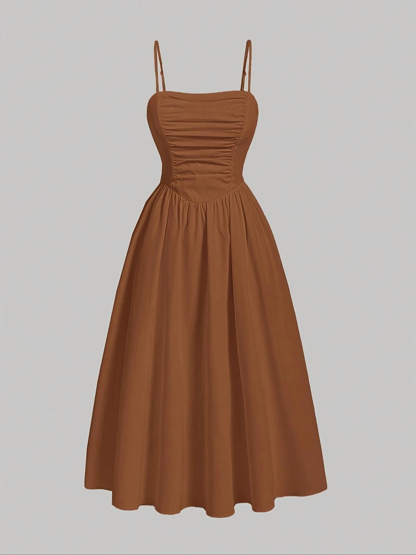 Women's Solid Color Basic Woven Cami Dress, Elegant Sleeveless Spaghetti Strap Fitted Dress for Party Dating Wear, Ladies Summer Clothes, Womenswear - TikTok Shop Women's Solid Color Basic Woven Cami Dress, Elegant Sleeveless Spaghetti Strap Fitted Dress for Party Dating Wear, Ladies Summer Clothes, Womenswear - TikTok Shop