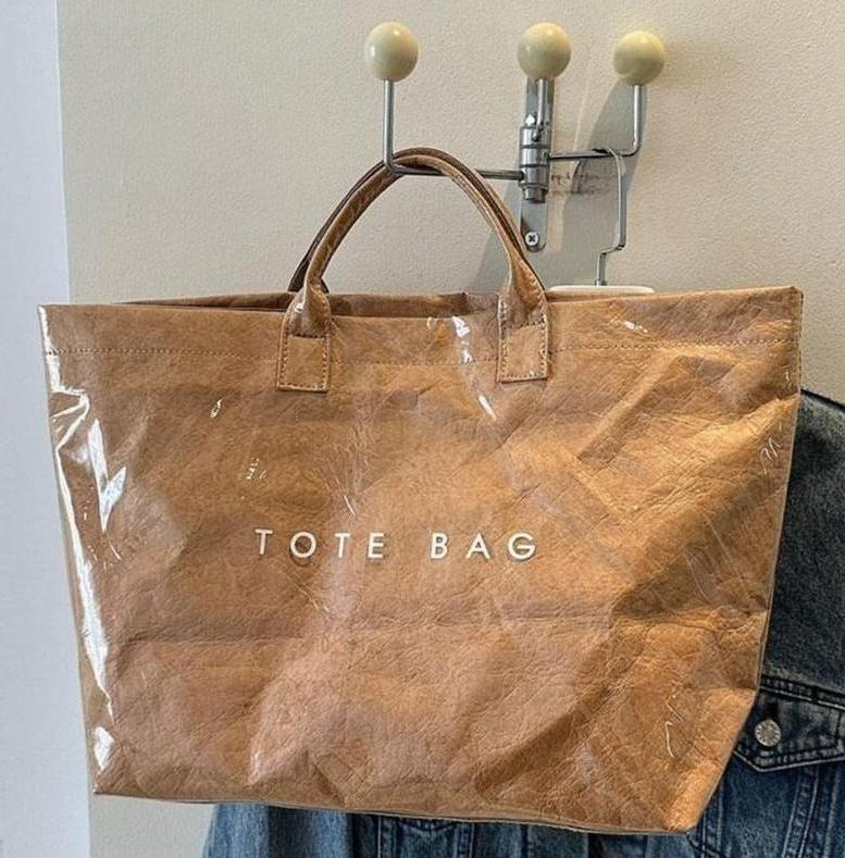 2026 Trendy Vintage Letter Print Tote Bag, Waterproof Large Capacity Aesthetic Tote for Work Commute & Shopping