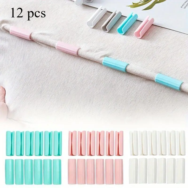 12PCS BedSheet Clips Plastic Slip-Resistant Clamp Quilt Bed Clipper Cover Grippers Fasteners Mattress Holder for Sheets Durable Bedding Accessories Home Bed Sheet Holders