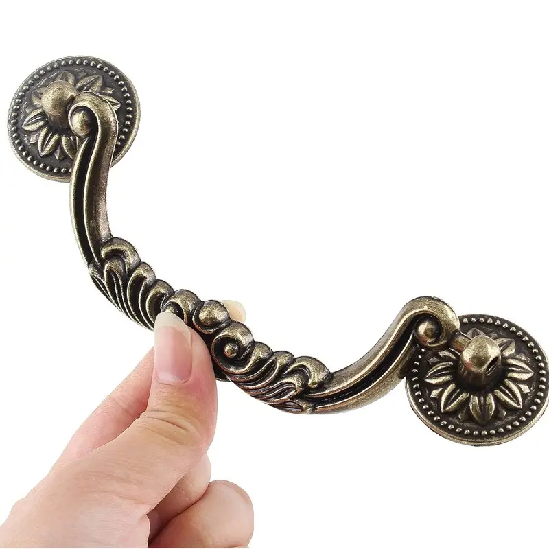 Vintage European Floral Carved Zinc Alloy Cabinet Handle, Elegant Drawer Knob, Decorative Furniture Hardware, 1/2/3 Pieces, DIY Installation