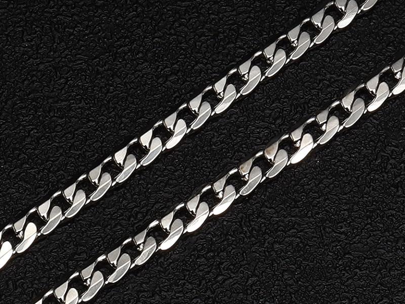 Fansilver Cross Necklace for Men Women 5mm Big Beveled Edge Men's Stainless Steel Durable Cuban Link Chain Curb Chain Crucifix Cross Pendant Necklace Jewelry Gifts 16-30 Inches
