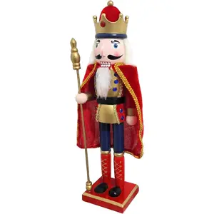 15 Inch Christmas Wooden Nutcracker Ornaments Collectible Figures Festive Collectible Gift for Table Desktop Fireplace Thanksgiving Christmas Decor, King(Red)